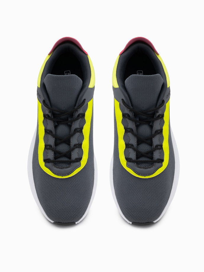 Men's sneakers with neon inserts - graphite V3 OM-FOKS-0118