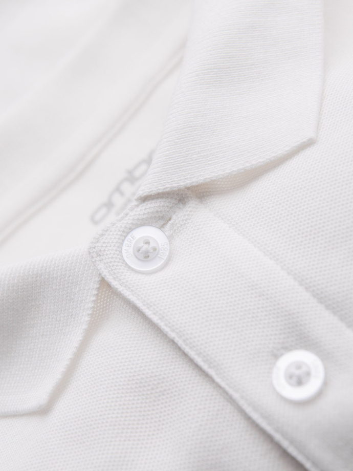 Longsleeve męski BASIC z kołnierzykiem polo – biały V1 OM-POBL-0114
