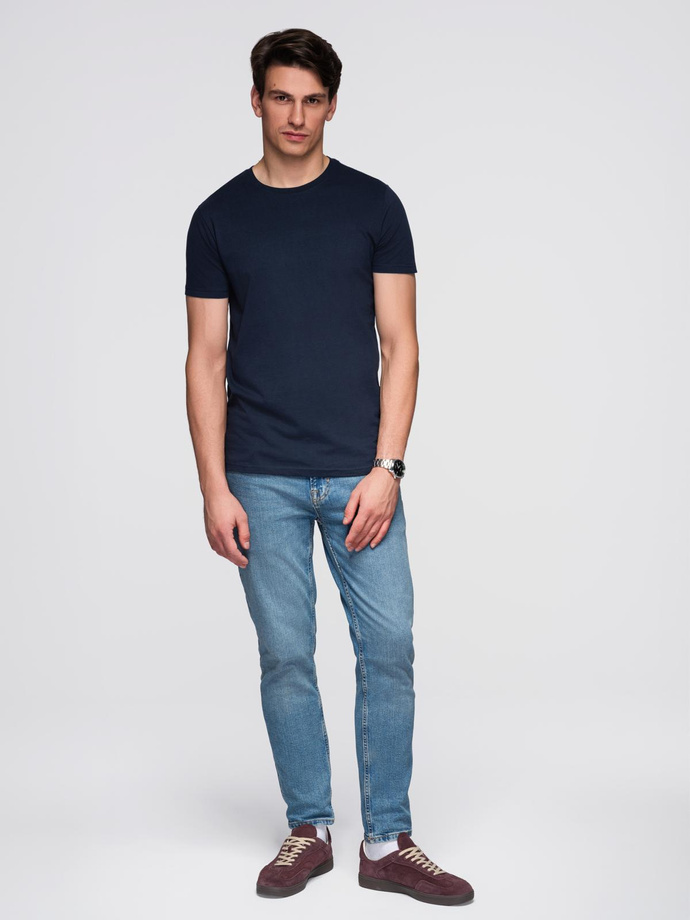 Classic BASIC men's cotton T-shirt - navy blue V2 OM-TSBS-0236