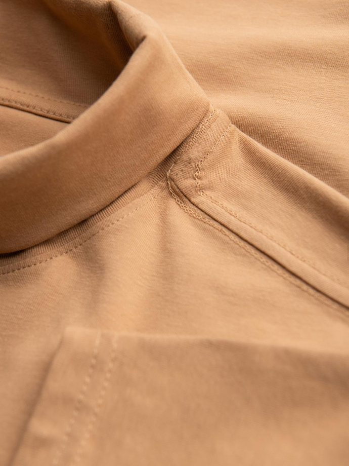 Men's plain turtleneck longsleeve - light brown V5 OM-LSCL-0130