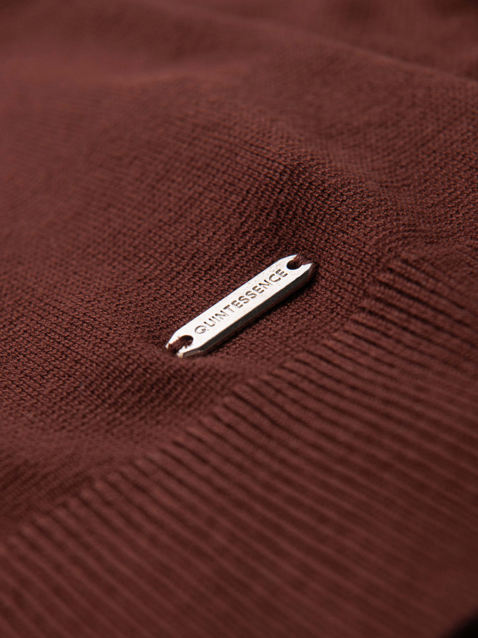 Men's sweater with round neckline in stretch knit with classic weave - maroon V4 OM-SWSW-0183