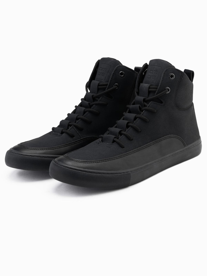 Men's high-top sneakers shoes with rubber toe - cream V1 OM-FOSH-0138