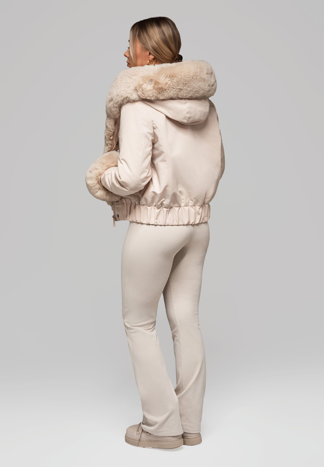 Women's jacket with detachable fur OW-JALP-0100 v2 - beige