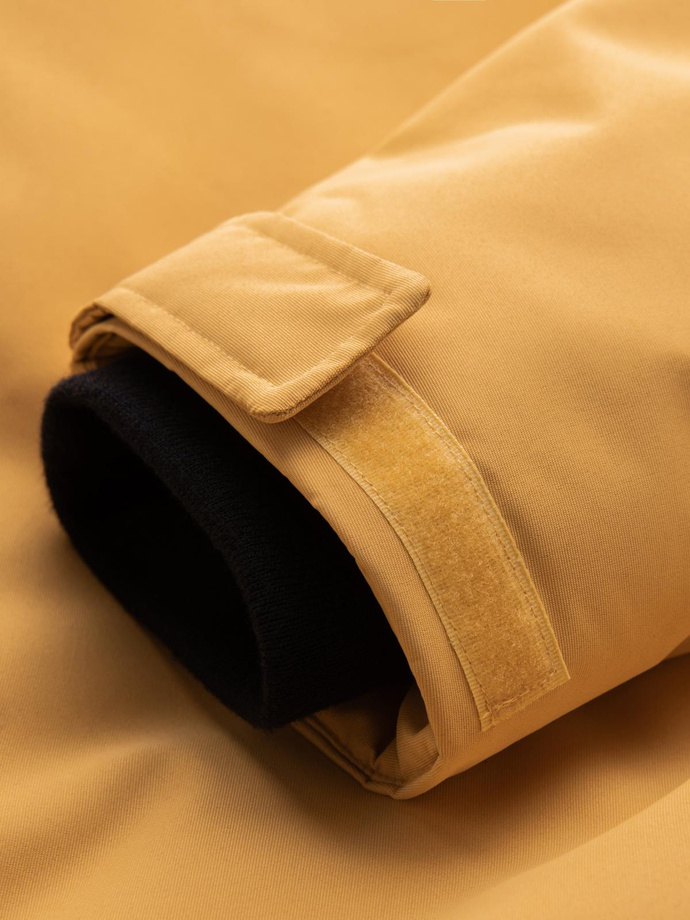 Men's long insulated jacket with reflective elements - yellow V2 OM-JALJ-0169