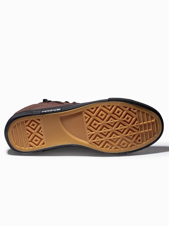 Trampki męskie sneakersy - ciemnobrązowe T352