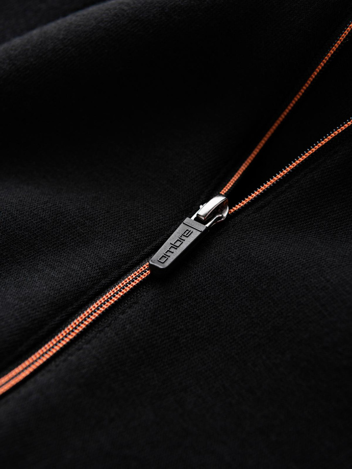 Bluza męska z kapturem z kieszenią na zamek - czarna V4 OM-SSNZ-22FW-006