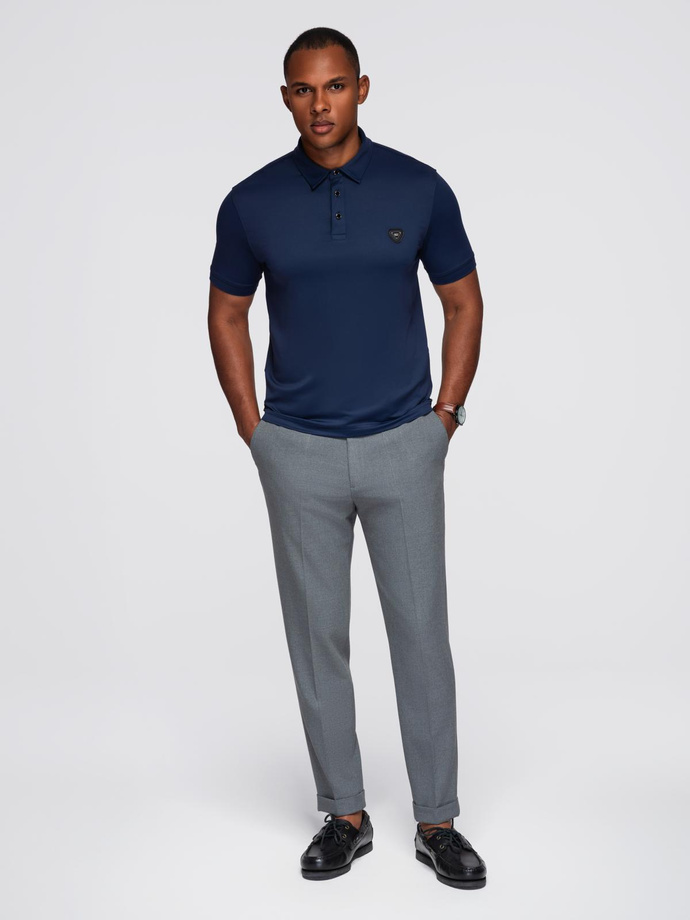 Stylowa męska koszulka polo z elastycznej tkaniny –  granatowa V3 OM-POSS-0150