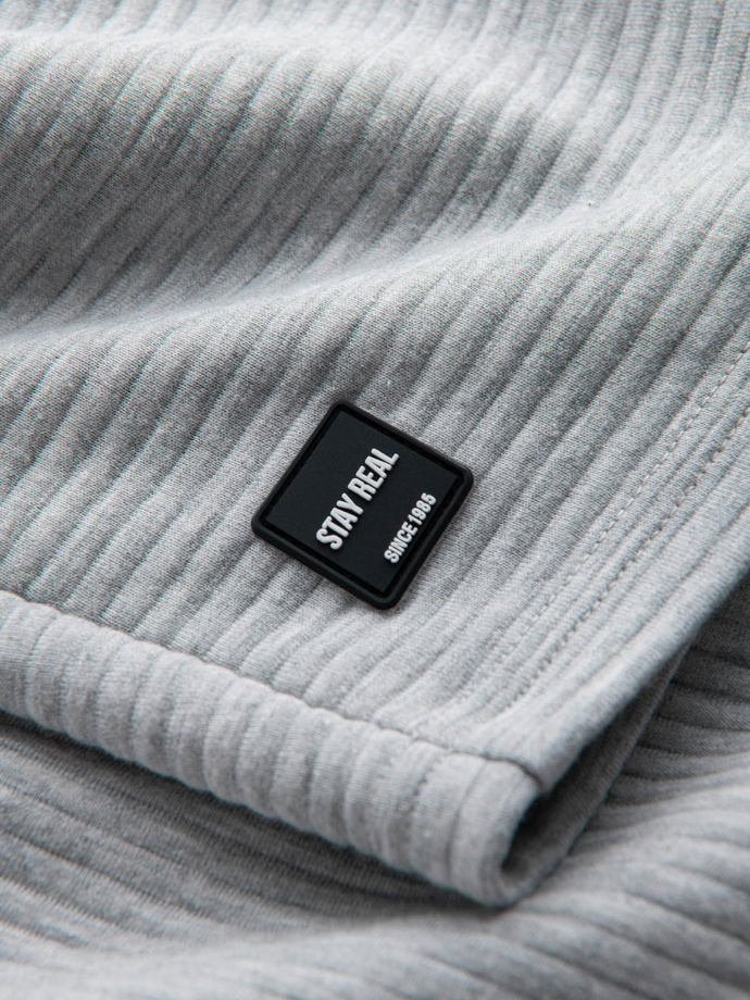 Krótkie męskie spodenki dresowe z dzianiny ottoman – szare V2 OM-SRSK-0150