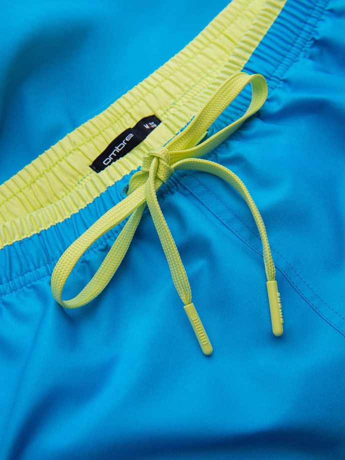 Spodenki męskie kąpielówki z dwukolorowym ściągaczem – niebieskie V6 OM-SRBS-0141