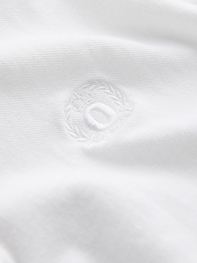 Men's pique knit polo shirt - white V4 S1374