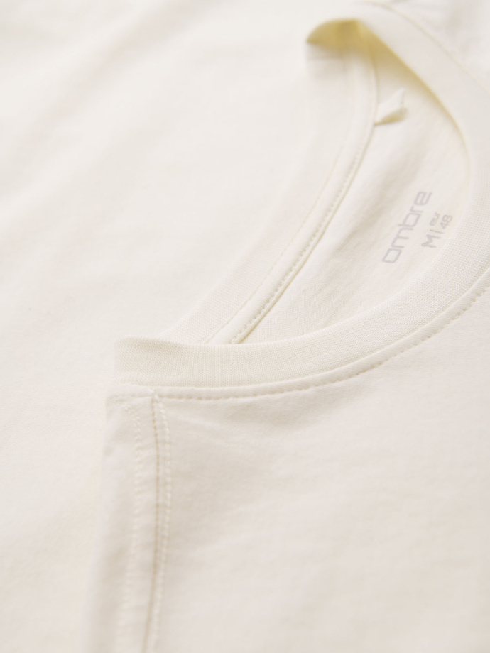 Men's casual t-shirt with pocket patch - cream V8 OM-TSCT-0109