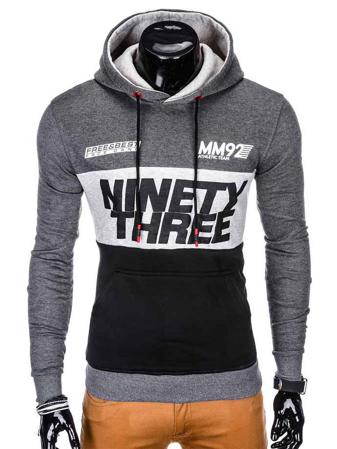 Men's printed hoodie - dark grey B864