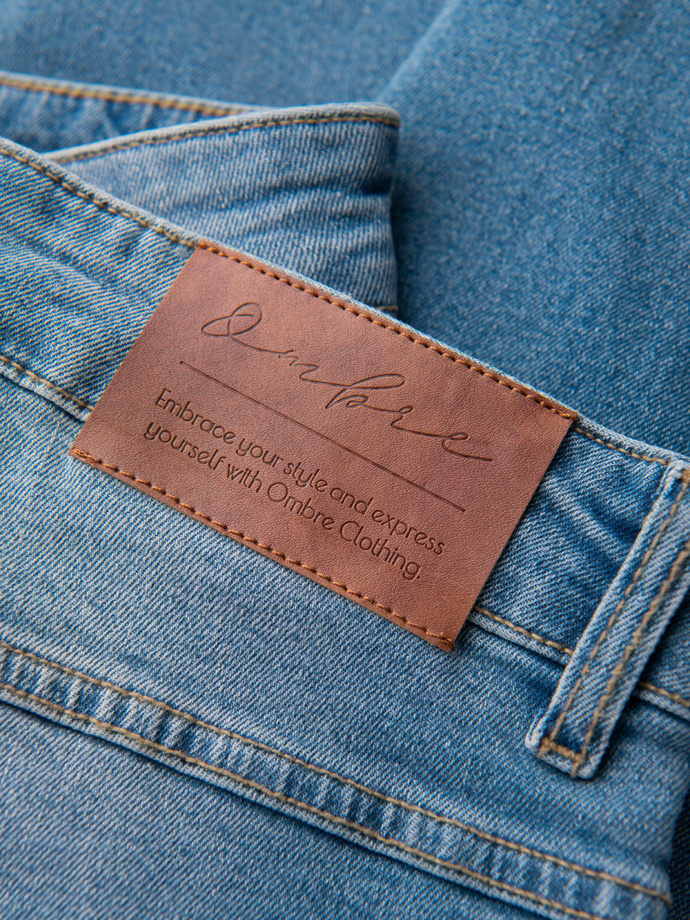 Spodnie męskie jeansowe SLIM FIT z przetarciami - jasnoniebieskie V1 OM-PADP-0255