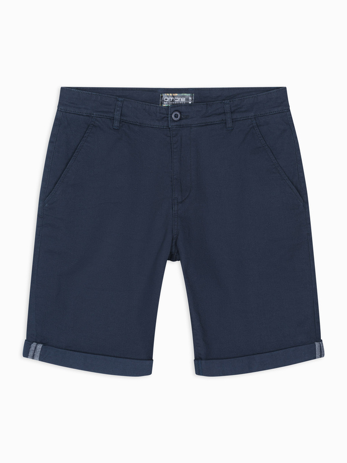 Męskie klasyczne szorty chino z podwiniętą nogawką - granatowe V10 OM-SRCS-0197