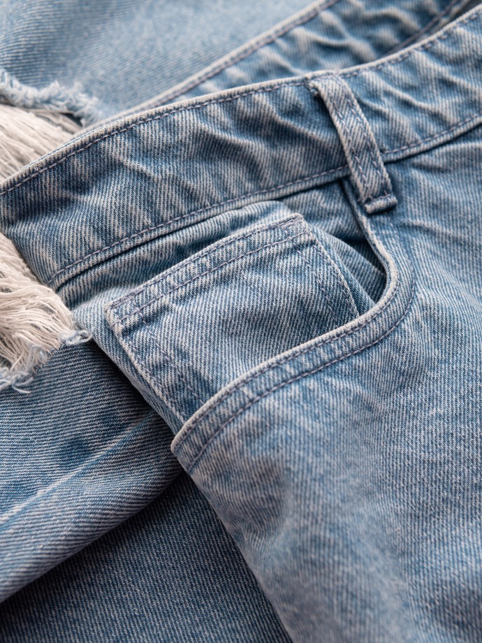 Men's TAPERED FIT denim pants with holes - light blue V1 OM-PADP-0175