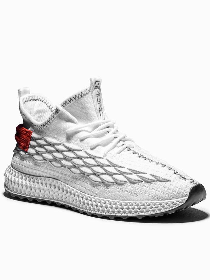 Lekkie buty męskie sneakersy sznurowane - białe V2 OM-FOKS-0141