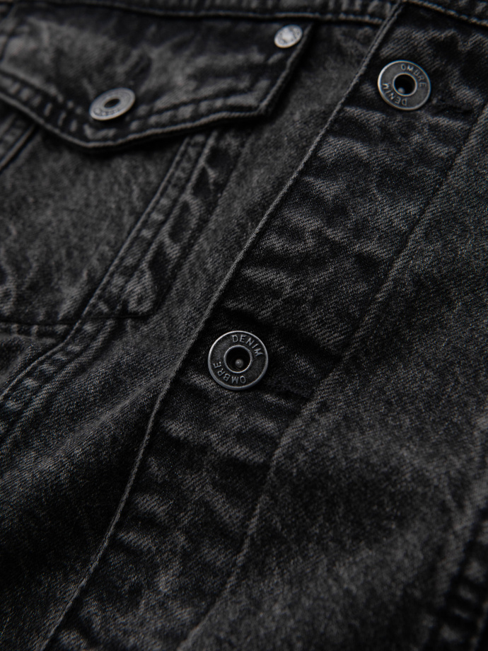 Men's denim jacket katana with washem - black V3 OM-JADJ-0219