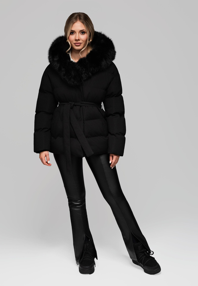 Women's insulated jacket with fur OW-JALP-0103 v2 - black
