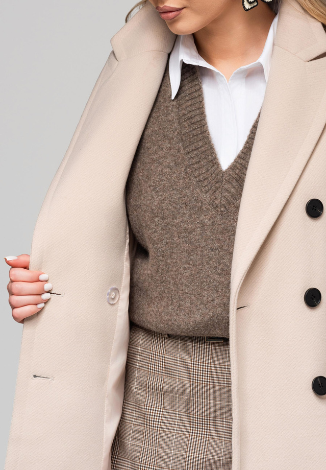 Women's double-breasted fitted coat LARICA OW-COLC-0108 v3 - beige