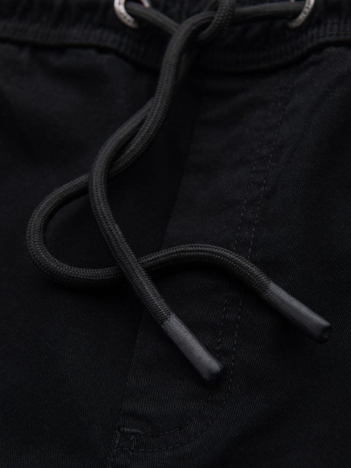 Męskie spodenki bawełniane cargo z elastycznym pasem – czarne V4 OM-SRCG-0190