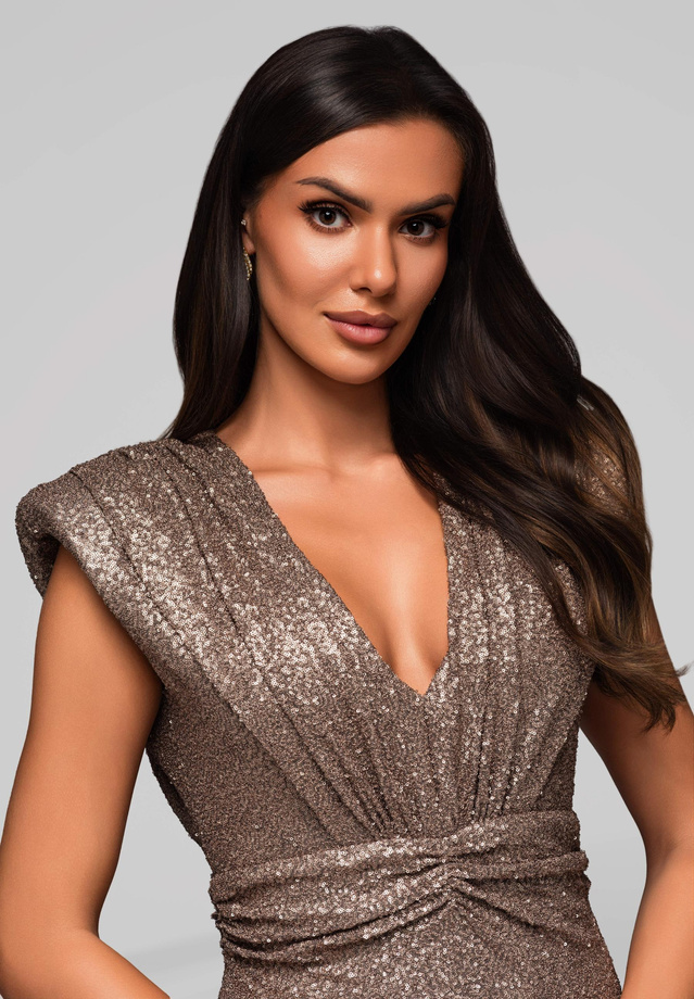 Evening dress LA-OM-DLR215 - old gold