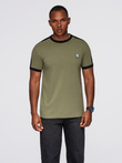Men's T-shirt with contrasting stripes - olive V4 OM-TSCT-0115