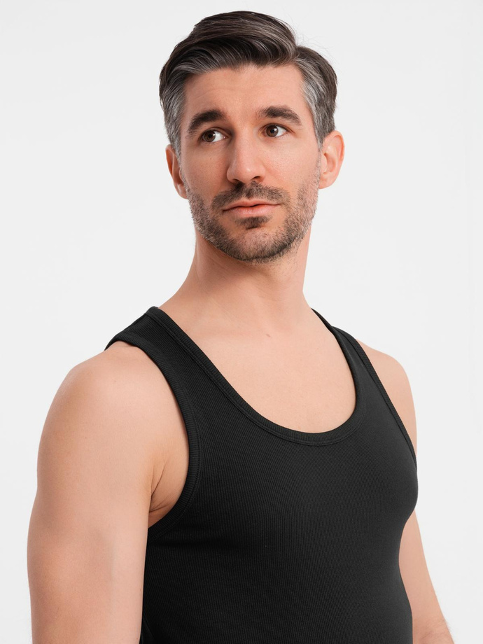 Men's cotton basic t-shirt with straps - black V3 OM-TSBT-0239