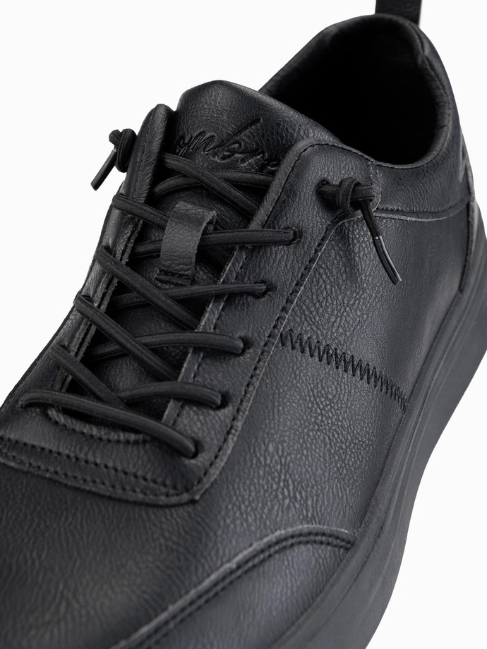 Męskie monochromatyczne buty w stylu sportowym z przeszyciami – czarne V4 OM-FOCS-0159
