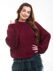 Women's boxy sweater ELR025 - burgundy