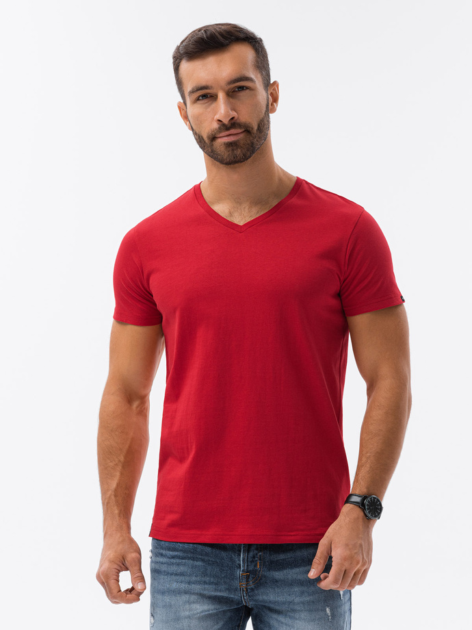 Classic BASIC men's shirt with a serape neckline - red V14 S1369