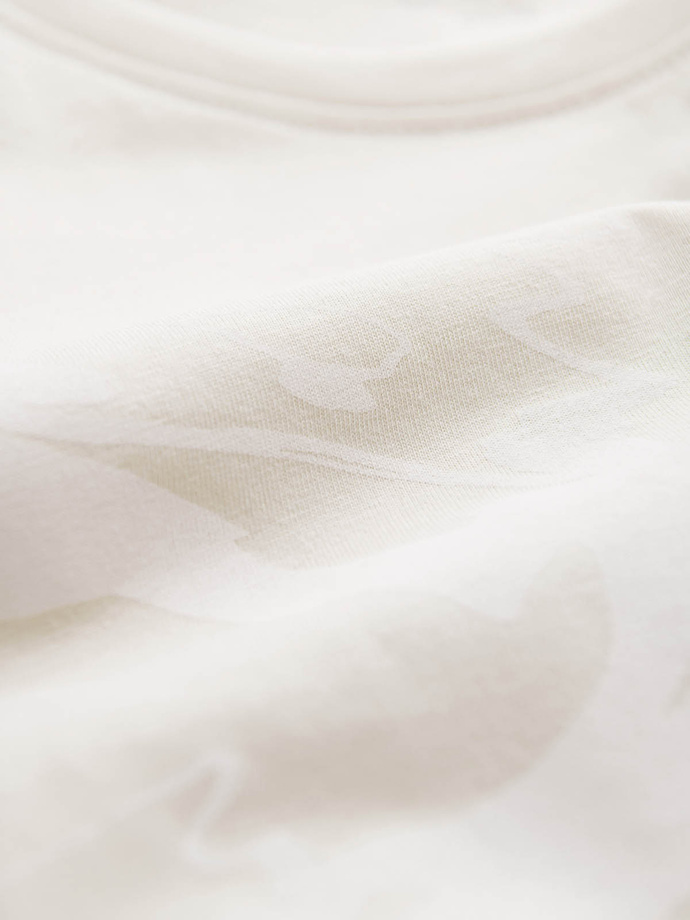 Men's cotton t-shirt with patterns - cream V7 OM-TSFP-0184