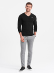 Signature men's elastane longsleeve with a crew neckline - black V3 OM-LSCL-0110
