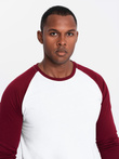 Men's longsleeve with contrasting raglan sleeves - white and maroon V2 OM-LSCL-0105
