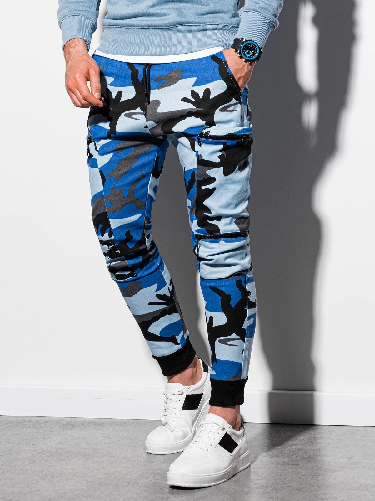 Blue camo joggers mens deals