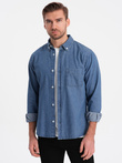 Classic men's SLIM denim shirt - blue OM-SHDS-0116