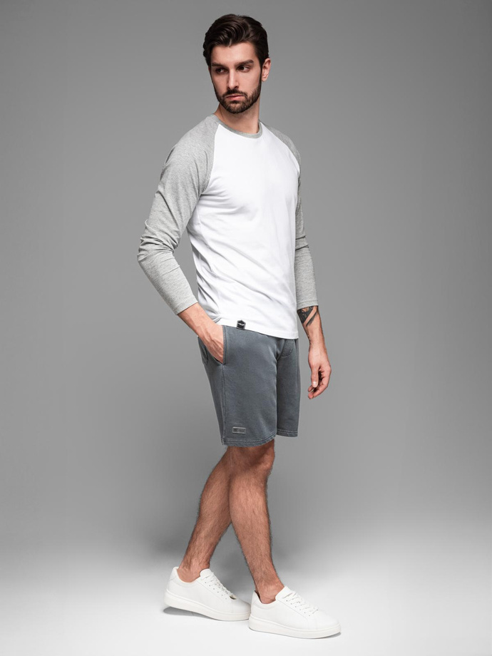 Dresowe krótkie spodenki męskie RELAXED FIT w stylu athleisure – grafitowe V3 OM-SRWS-0122