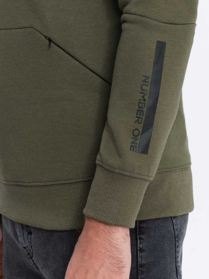 Bluza męska z kieszenią zapinaną na zamek - ciemnooliwkowa V4 B1349