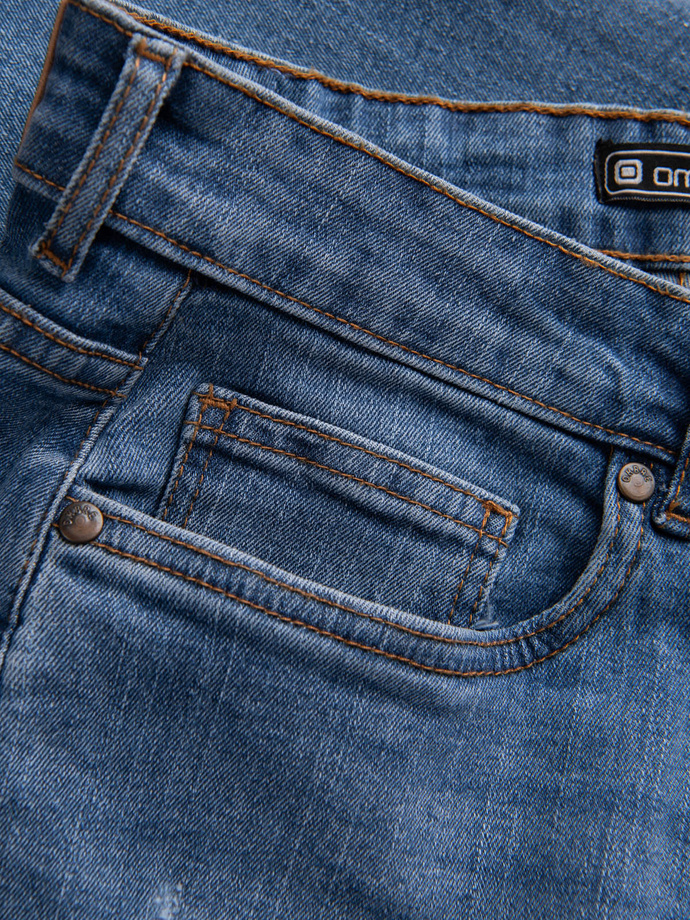 Spodnie męskie jeansowe z przetarciami REGULAR FIT - niebieskie V3 OM-PADP-0102