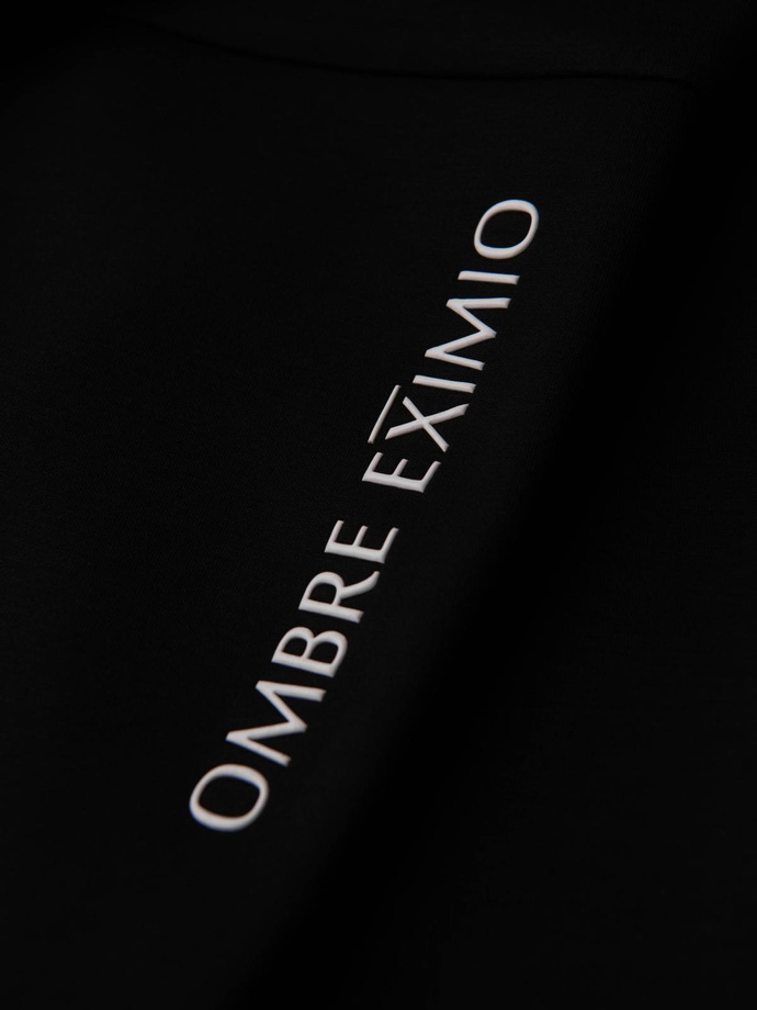 Men's sweatpants with ribbed legs and rubber print - black V1 OM-PASK-0223