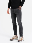 Men's SKINNY FIT denim pants with chino pockets - graphite V7 OM-PADP-0100