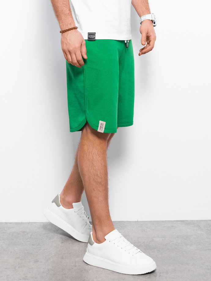 Men's sweat shorts trimmed with piping - green V1 W360
