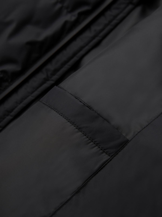 Pikowana ocieplana kurtka męska z raglanowym rękawem – czarna V4 OM-JAHP-0302