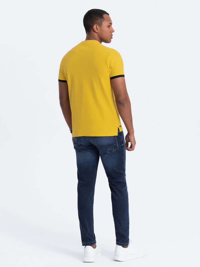Men's collarless polo shirt - yellow V9 OM-TSCT-0156