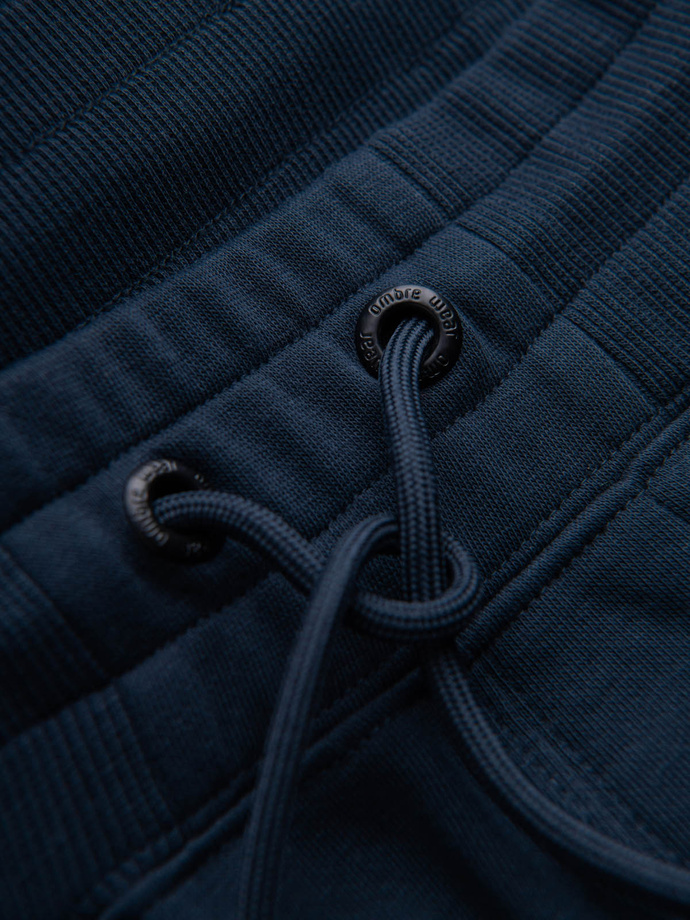 Men's pre-knee BASIC sweat shorts - navy blue V1 OM-SRBS-0149