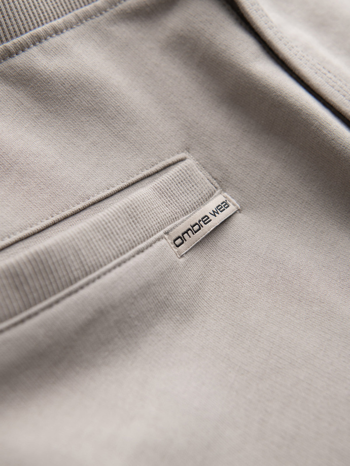 Men's sweat shorts with rounded leg - dark beige V3 OM-SRSK-0105