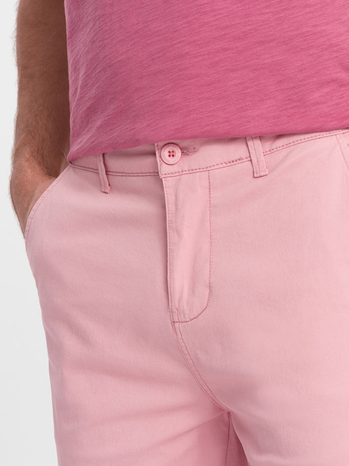 Men's chinos shorts with contrasting turn-up - pink V8 W421