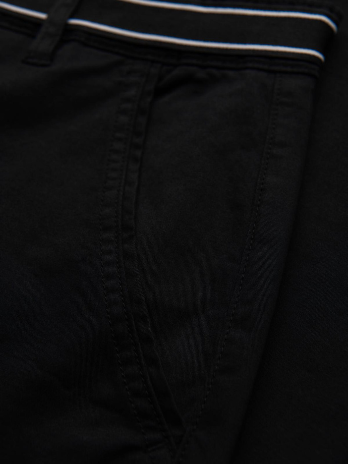 Spodnie męskie chino z ozdobną taśmą w pasie SLIM FIT – czarne V1 OM-PACP-0118