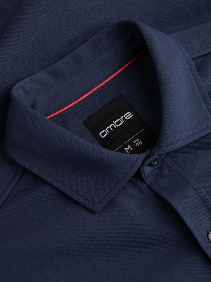 Men's REGULAR cotton single jersey knit shirt - navy blue V2 OM-SHCS-0138