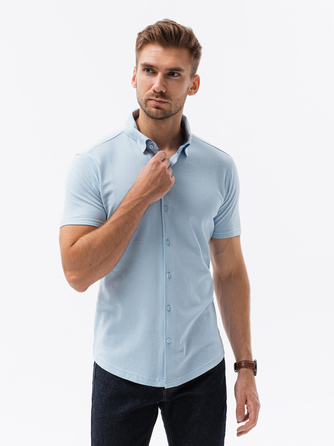 Men's short sleeve knit shirt - blue V3 K541