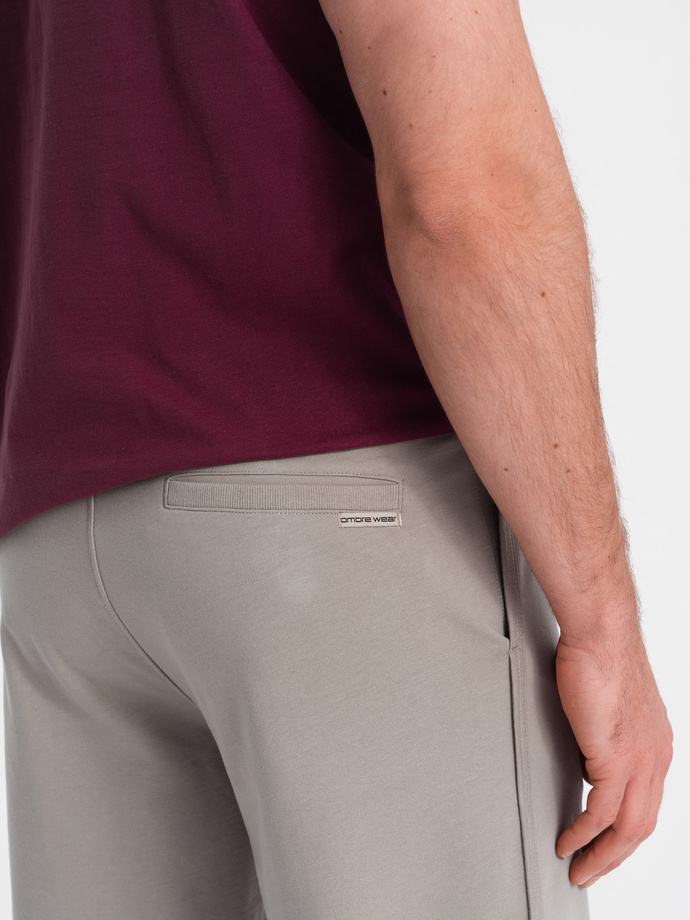 Men's sweat shorts with rounded leg - dark beige V3 OM-SRSK-0105